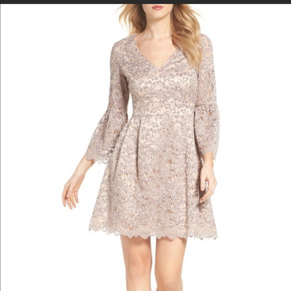 Eliza J Lace Mini Dress in Cream